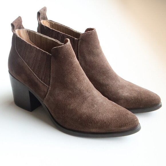 Steve Madden Pauze Khaki Suede Leather Block Heel Chelsea Ankle Boots / Booties - Picture 5 of 16